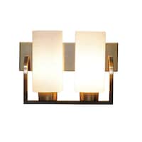 Two Lamp Rectangle Glass Wall Light, Silver