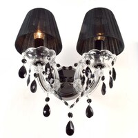 Crystorama Shade with Crystal Double Wall Light, Clear & Black