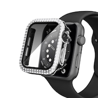 Picture of Caviar Crystal Diamonds Protective Cover With HD Tempered Glass for Apple Watch, 44mm, Silver