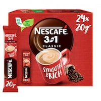 Nescafe 3-In-1 Classic Coffee Mix, 20g, 24 Sticks, Carton of 12