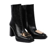 Picture of Milano Leather High Heel Zipper Ankle Boots with Plated Design, 8cm