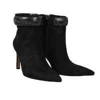 Picture of Milano Suede Leather High Heel Zipper Ankle Boots with Rhinestones, 9cm
