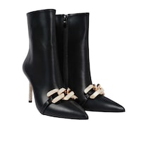 Picture of Milano Leather High Heel Zipper Ankle Boots with Rhinestones, 9cm
