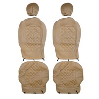 Everestware Stretchable Car Seat Cover Set, Beige - Set of 14