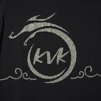 Picture of KVK Circle Big Logo Design Rineshine Hotfix Stone T-Shirt, Black & Gold