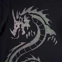 Picture of KVK Dragon Design Rineshine Hotfix Stone T-Shirt, Black & Gold