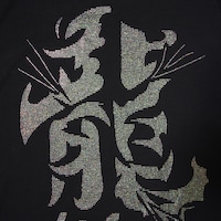 Picture of KVK Chinese Snake Design Rineshine Hotfix Stone T-Shirt, Black & Gold