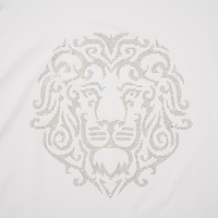 Picture of KVK Lion Artwork Design Rineshine Hotfix Stone T-Shirt, White