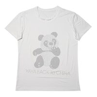 Picture of KVK Panda & Writting Design Rineshine Hotfix Stone T-Shirt, White & Black