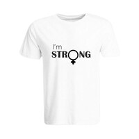 Picture of BYFT I am Strong Printed Cotton Round Neck T-shirt for Woman