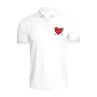 Picture of BYFT Happy Heart Embroidered Cotton Polo Neck T-shirt for Woman