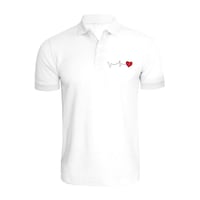 BYFT Heartbeat Embroidered Cotton Polo Neck T-shirt for Men