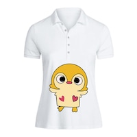 Picture of BYFT Cute Duck Printed Cotton Polo Neck T-shirt for Woman