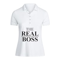 Picture of BYFT The Real Boss Printed Cotton Polo Neck T-shirt for Woman