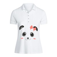 Picture of BYFT Ms. Panda Printed Cotton Polo Neck T-shirt for Woman