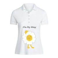 Picture of BYFT On my way Daisy Printed Cotton Polo Neck T-shirt for Woman