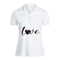 Picture of BYFT Minnie Love Printed Cotton Polo Neck T-shirt for Woman