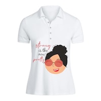 Picture of BYFT Strong is the new Pretty Printed Cotton Polo Neck T-shirt for Woman