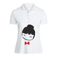 Picture of BYFT Chinese Doll Printed Cotton Polo Neck T-shirt for Woman
