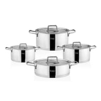 Tac Hera Stainless Steel Cookware, Platin -  Set Of 8 Pcs