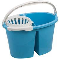El Helal Twins Mop Bucket with Wringer, Blue & White - Box of 6