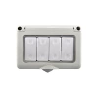 MODI 4 Gang Weatherproof Plug Socket & Switch Box, Grey/White