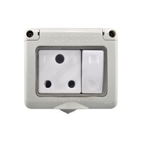 Picture of MODI 1 Gang Wall Weatherproof Plug Socket & Switch Box, Grey/White