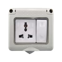 Picture of MODI 1 Gang Weatherproof Plug Socket & Switch Box, Grey/White