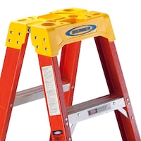 Werner Fiberglass Ladder Twin Step, Orange & Yellow