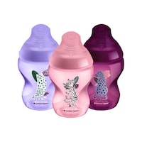 Picture of Tommee Tippee Closer to Nature Feeding Bottles, 260ml, Jungle Pink - Pack of 3