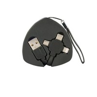 Picture of AFRA Japan Retractable USB Charging Cable, 1.5A, Three-in-one, Black