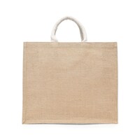 BYFT Laminated Jute Tote Bags with Gusset, Set of 6 Pcs, Natural