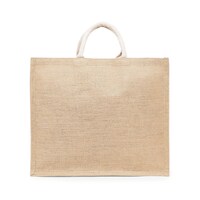 BYFT Laminated Jute Tote Bags with Gusset, Set of 2 Pcs, Natural