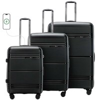 Pigeon Hardshell Luggage Set with Protective Cover, Black - Set of 3