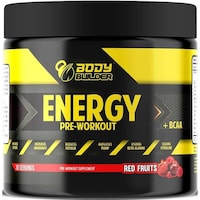Body Builder Red Fruit Energy Pre-Workout Plus BCAA, 225g, 30 Servings