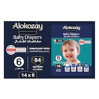 Alokozay Baby Diapers, Size 6, 15+ Kg, 14 Diapers, Pack Of 6