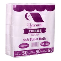 Bassant Soft Toilet Tissue Rolls, 50 Rolls - Box Of 4 Pcs