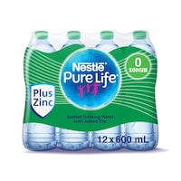 Picture of Nestle Pure Life Drinking Water with Zinc, 600ml - Shrink Pack of 12 Bottles
