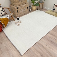 Picture of Myhome Moretti Plain Living Room Woven Rug, 11500-B, White