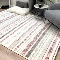 Picture of Myhome Moretti Nordi Living Room Woven Rug, 13000-P, Grey & Lilac