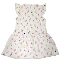 Knitco Baby Girl's Ice Cream Printed Dress, KNTC0939460, White