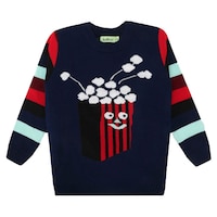Knitco Boy's Popcorn Printed Sweater, KNTC0939241, Multicolour