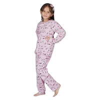 Knitco Girl's Panda Printed Night Suit Set, KNTC0939244, Pink, Set of 2