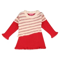 Picture of Knitco Girl's Striped Sweater, KNTC0939263, Red & Beige