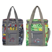 Picture of Right Choice Unisex Printed Lunch Bag Combo, RCS024, 26x20x13 cm, Grey & Green, Pack of 2