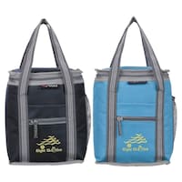 Picture of Right Choice Unisex Printed Lunch Bag Combo, RCS029, 26x20x13 cm, Black & Turquoise, Pack of 2