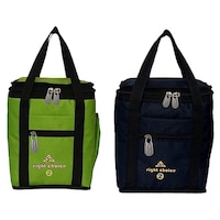 Picture of Right Choice Unisex Printed Lunch Bag Combo, RCS030, 26x20x13 cm, Green & Black, Pack of 2
