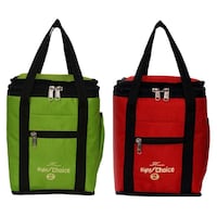 Picture of Right Choice Unisex Printed Lunch Bag Combo, RCS028, 26x20x13 cm, Green & Red, Pack of 2
