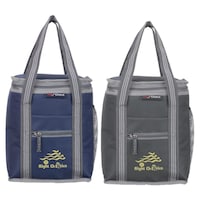 Picture of Right Choice Unisex Printed Lunch Bag Combo, RCS031, 26x20x13 cm, Navy Blue & Grey, Pack of 2