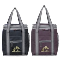 Picture of Right Choice Unisex Printed Lunch Bag Combo, RCS032, 26x20x13 cm, Black & Purple, Pack of 2